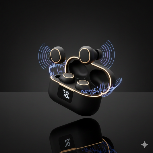 Hadéon Wave Pro – Premium Wireless Earbuds with LED Battery Display | Noise Isolation & HD Calls