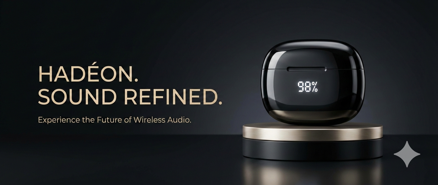 Hadéon Wave Pro – Premium Wireless Earbuds with LED Battery Display | Noise Isolation & HD Calls